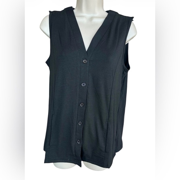 Deyeek Women's Black VNeck Post Op Snap Tank w/ Drain Pockets size M - Picture 3 of 9